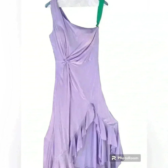 SHEIN Belle One Shoulder Twist Asymmetric Ruffle Hem Dress purple size M - Picture 11 of 12
